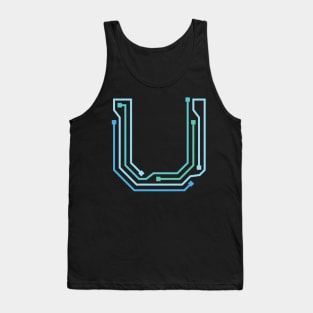 Alphabet U Circuit Typography Design Tank Top